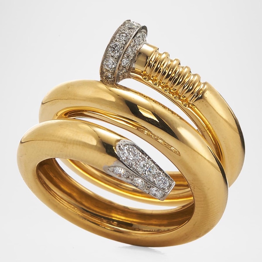 Contemporary Gold Plated Wrap Ring with White Topaz